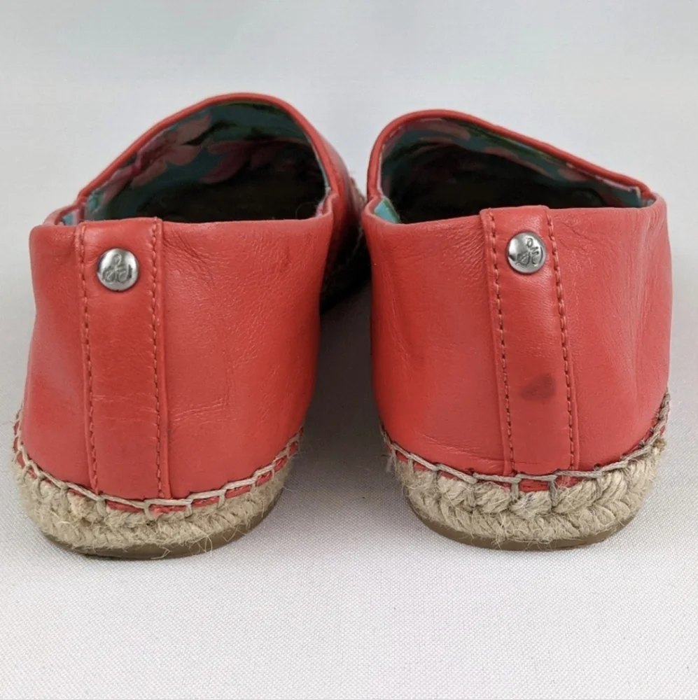 Sam Edelman Lynn Leather Espadrille Jute Toe Cap Slip On Beachy Coastal Orange 8